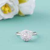 Silver Pink  Solitaire Diamond Ring For woman